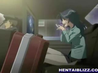 A gun in mouth goes into hentai girls pussy wet