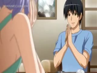 Shy Hentai Doll In Apron Jumping Craving cock In Bed