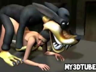 Exceptional 3D Cartoon Brunette cutie Gets Fucked By A Wolf