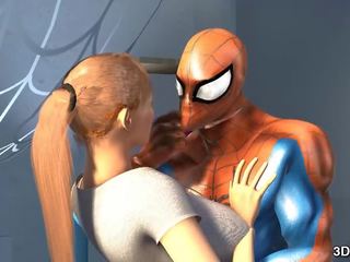 Spider man fucks busty blonde cutie